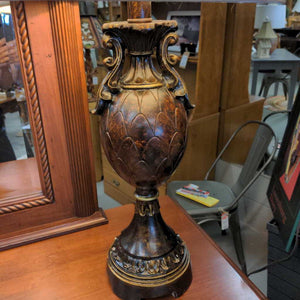 Bronze Accent Table Lamp w Beige Bell Shade