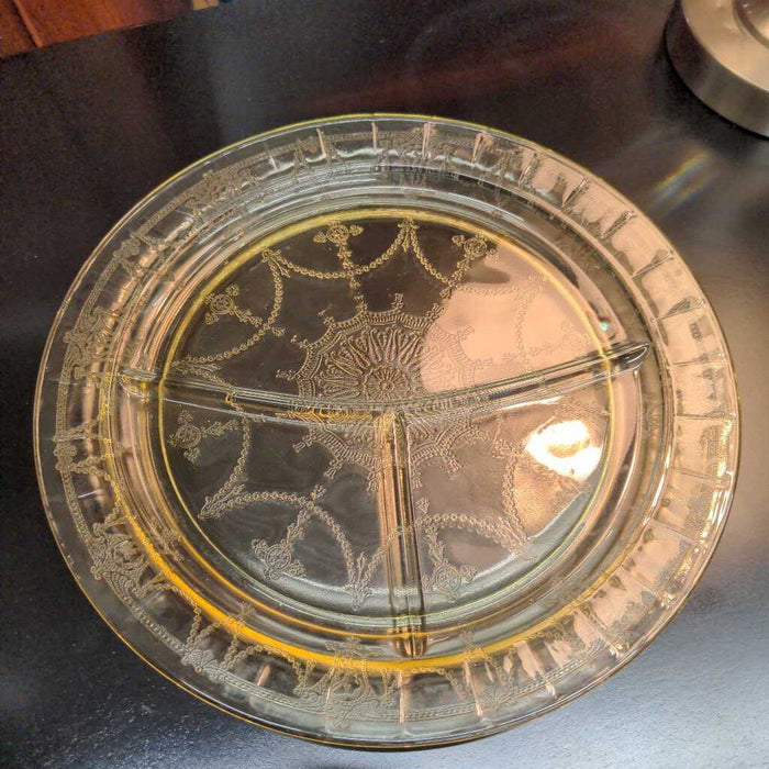 Yellow Depression Glass - Sectioned Plate