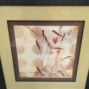 Autumn Grass w Gold Balls in Brown Frame