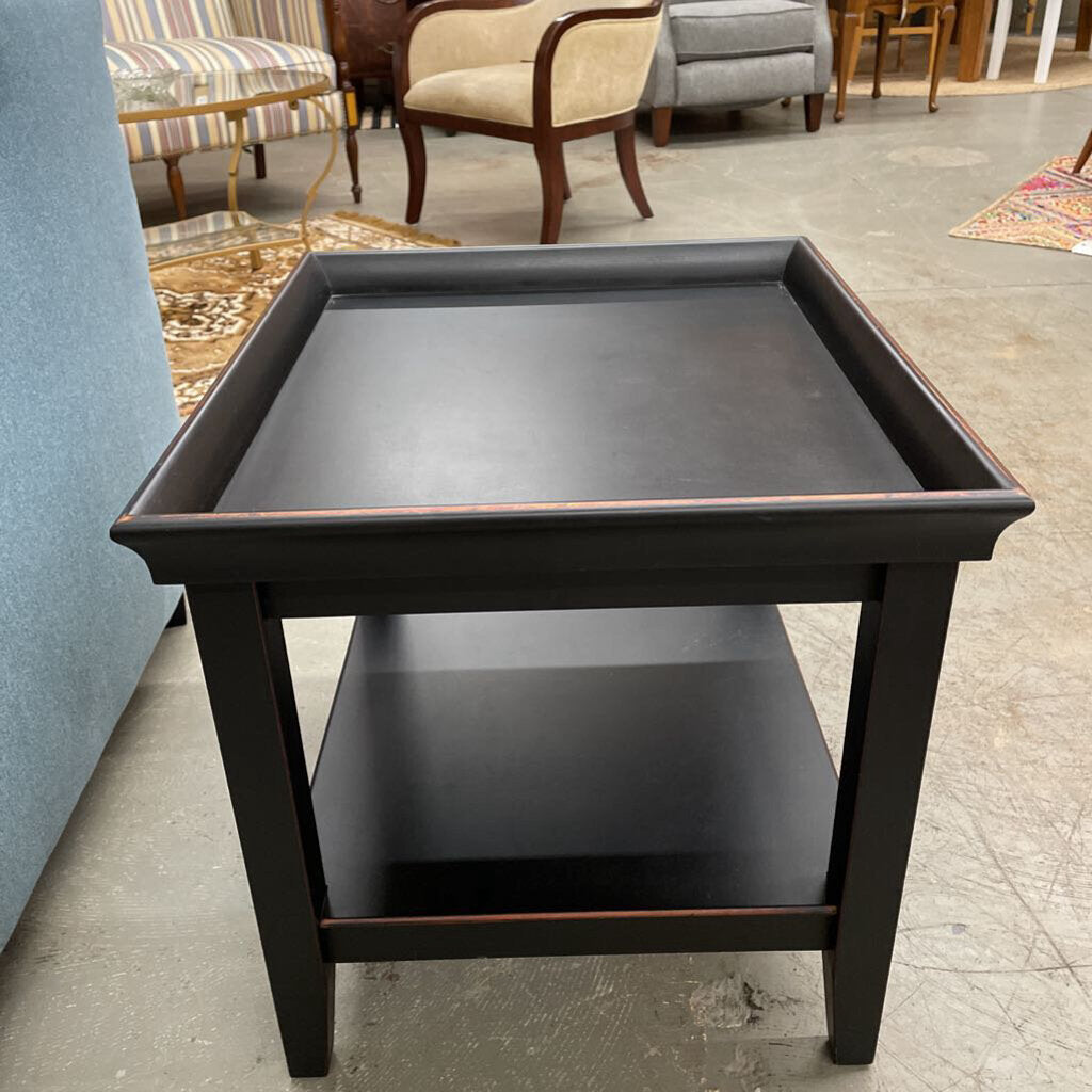 Pier I Black End Table w Lower Shelf