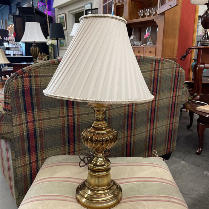 Brass Lamp w Beige Shade