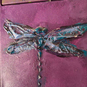 LOCAL ARTIST (Doslinger) Acrylic Canvas Set of 4 - Tulips/Dragonfly