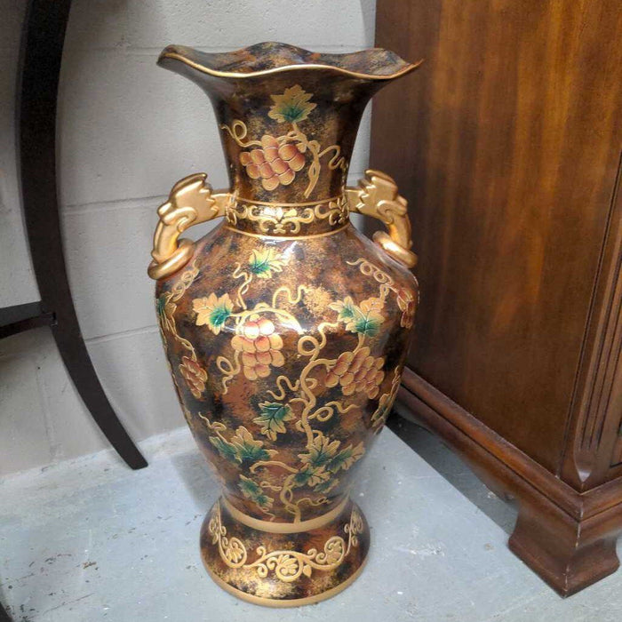 Ornate Floor Vase w Gold Accents