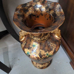 Ornate Floor Vase w Gold Accents