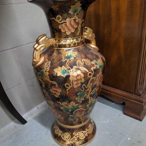 Ornate Floor Vase w Gold Accents