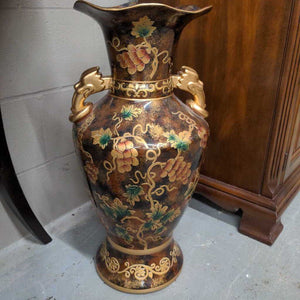 Ornate Floor Vase w Gold Accents