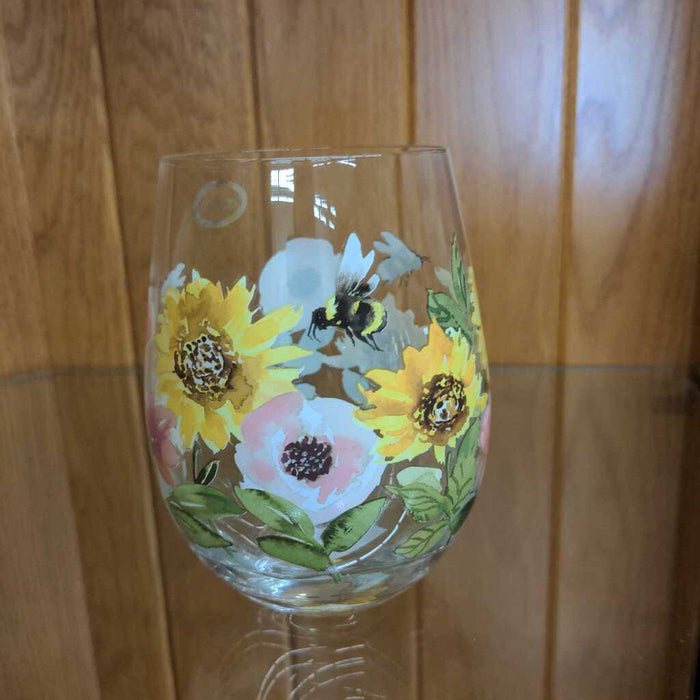 Sunflowers & Bees Wine Glass MIRASOL-SG