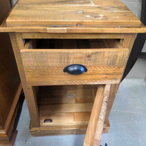 Rustic Side Table/Night Stand w Cabinet & Drawer