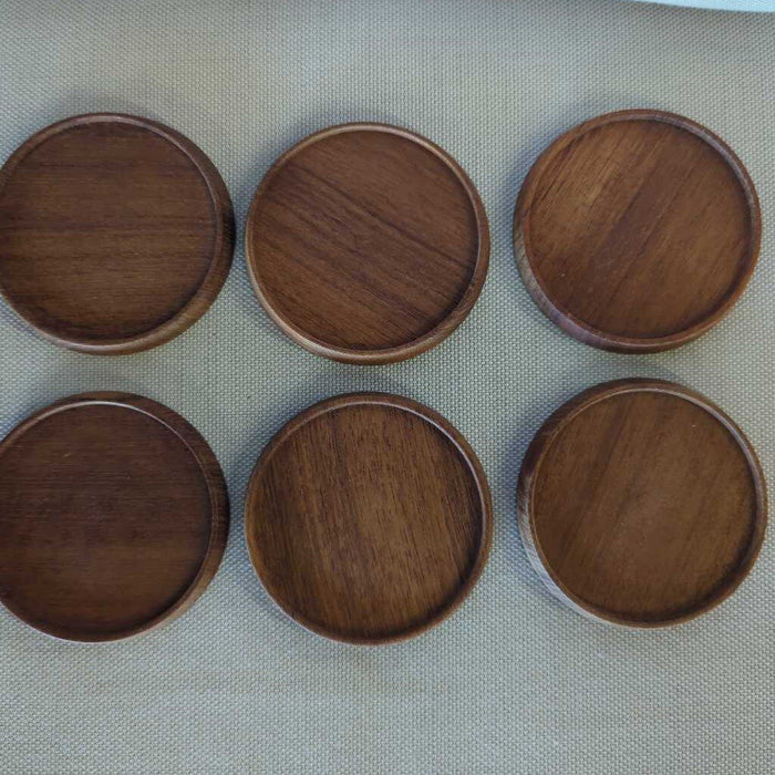 Set of 6 Teak Coasters