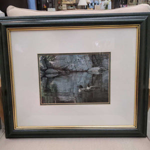 "Northern Reflections" Print - Pair of Loons in Black Frame