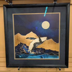 Breaching Orca w Gold Fleck in Black Frame