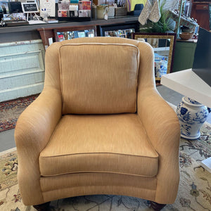 Hancock & Moore Butterscotch Arm Chair w Tufted Back & Ottoman