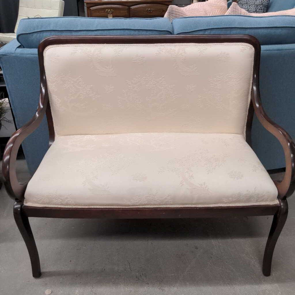 Mahogany Cream Fabric Settee