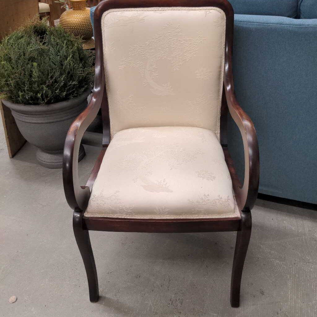 Mahogany Cream Fabric Armchair