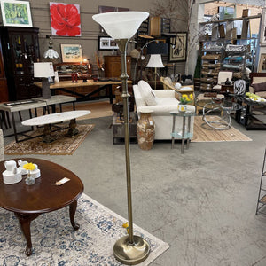 Brushed Torchiere Bronze Floor Lamp w Glass Shade