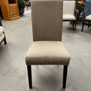 Taupe Linen Parsons Chair w Studs