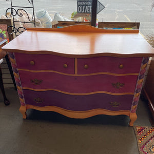 Hand Painted Dresser by Artist Andrea Belliveau - Circa 1800's w Original Brass Hardware