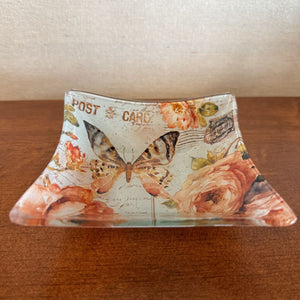 Square Glass Butterfly Trinket Dish