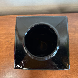 Black Glass Square Vase/Ink Well - No Lid