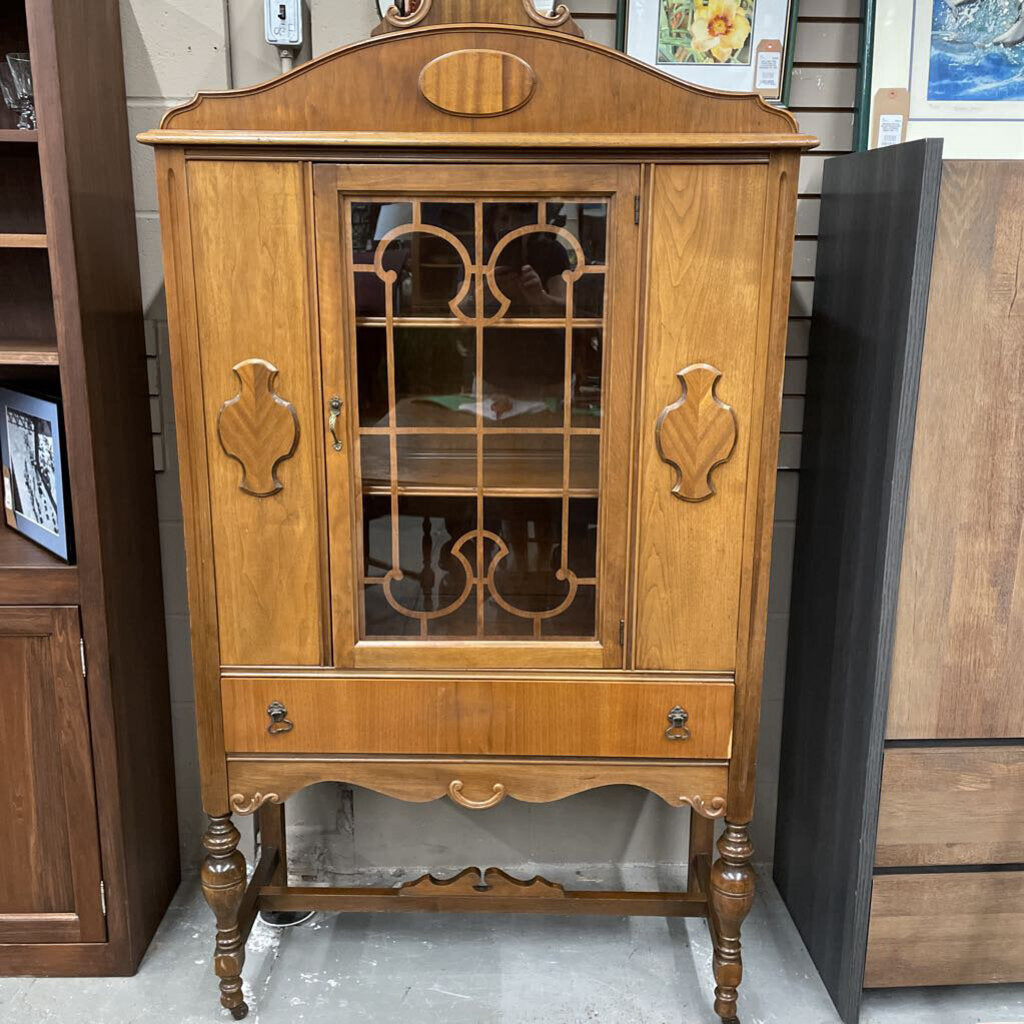 Antique Eastlake Oak China Cabinet