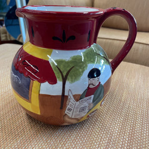 "Cafe" Pitcher w Red Handle