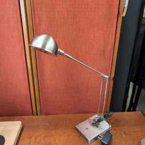 Silver Table Lamp w Adjustable Arm Square Base