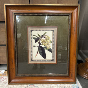 Botanical Print Wooden Frame w/Bronze Accents Yellow Flowers