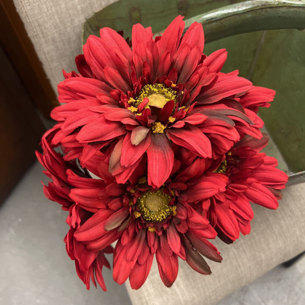 Faux Red Gerber Daisies