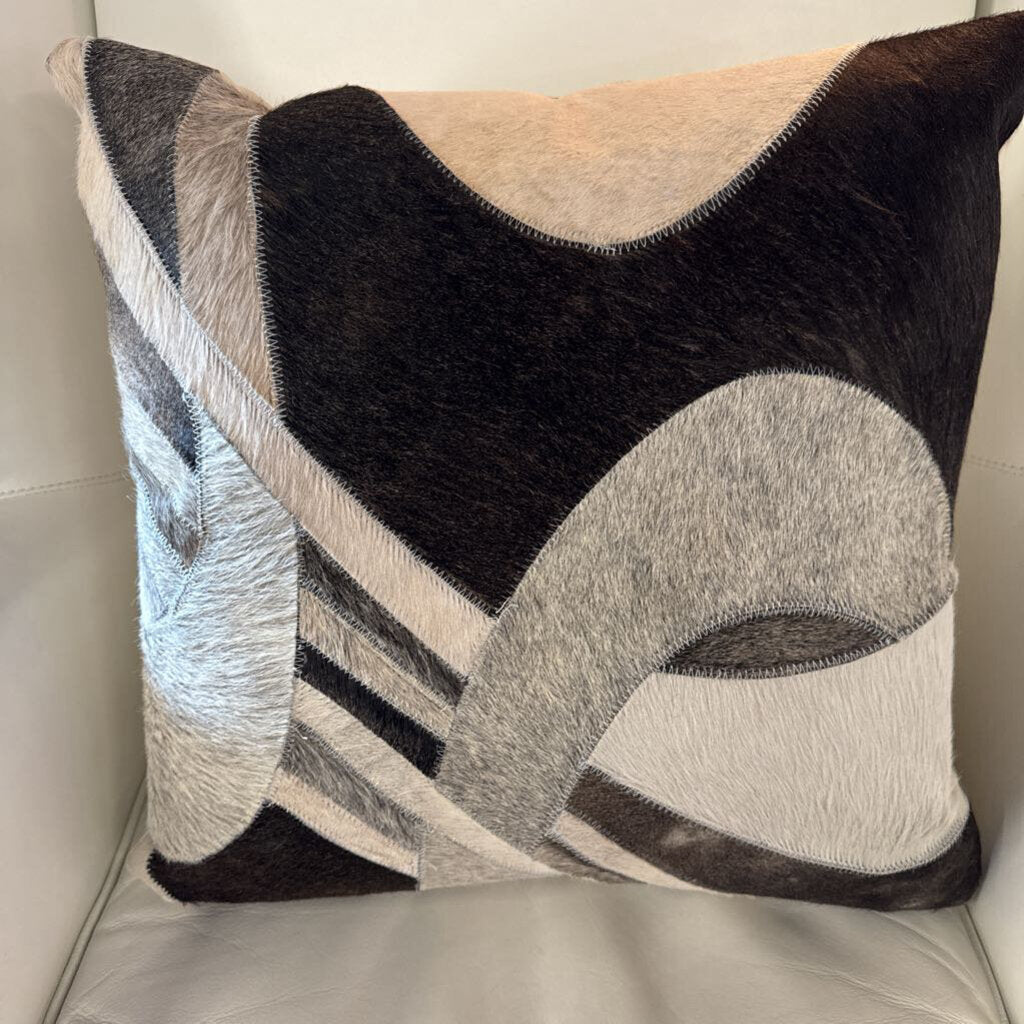 Cowhide Patchwork Throw Pillow