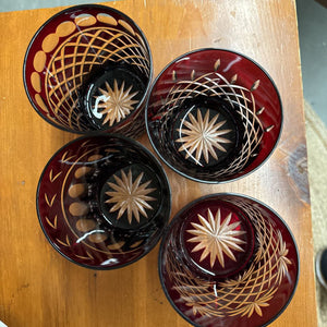 Red Lead Cut Crystal Tumblers - Set of 4