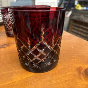 Red Lead Cut Crystal Tumblers - Set of 4