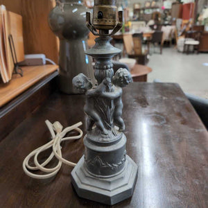 Vintage Pewter Lamp Base w Cherubs