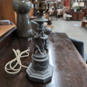 Vintage Pewter Lamp Base w Cherubs