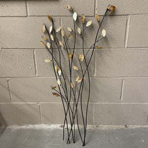 Metal Wall Mount Tree w Gold Glass Petals