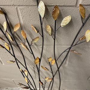 Metal Wall Mount Tree w Gold Glass Petals