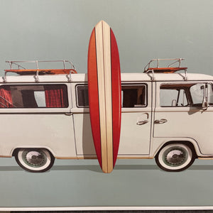 Volkswagen Camper Canvas Print in White Frame