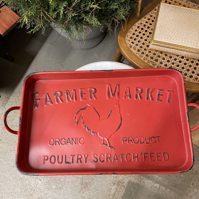 Red Metal Farmer Market Serving Tray