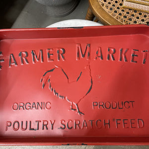 Red Metal Farmer Market Serving Tray