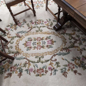 Exclusive Hand Knotted 100% Wool Carpet w Pastel Flowers & Fringe