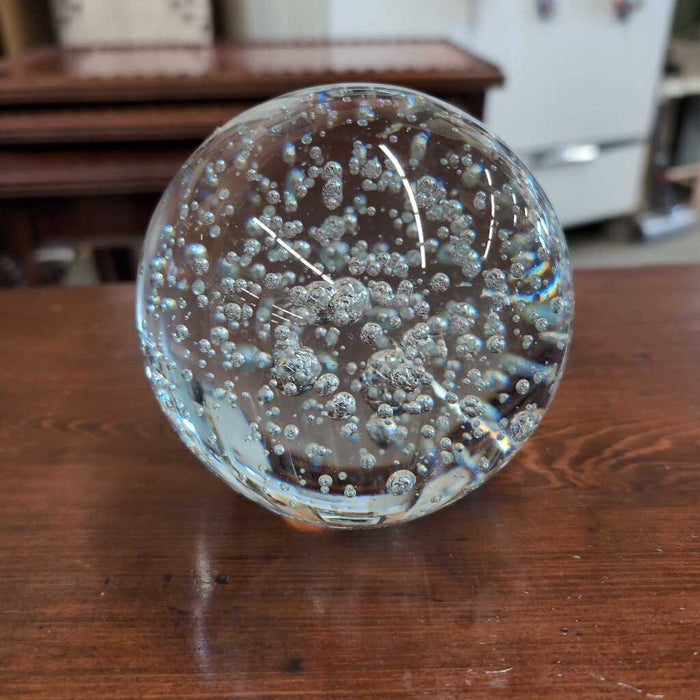 Clear Glass Air Bubble Paperweight