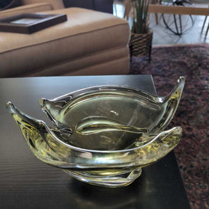 Mid Century Bohemian Green Glass Dish