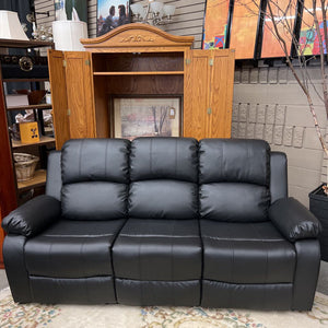 Black Vegan Leather 3 Seat Recliner