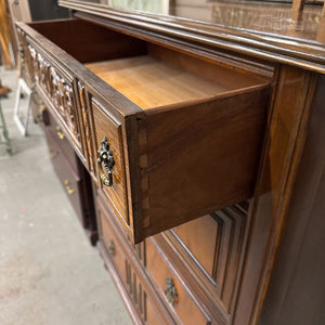 Carved Front, Mahogany 4 Drawer Antique Dresser