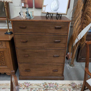 Antique Walnut 4 Drawer Dresser w Wood Handles