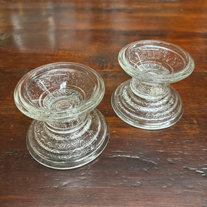 PAIR Clear Glass Reversible Candle Holders