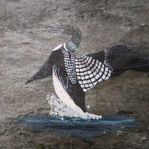 Painted Loon on Flagstone by Leslie Ward