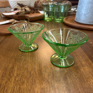 Green Depression Glass Sorbet Dishes