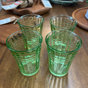 Green Depression Glass Juice Glasses Set of 4