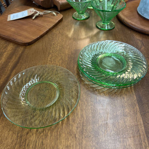 Green Depression Glass Dessert Plates Set of 4