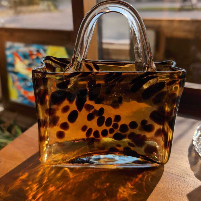 Murano Style Leopard Glass Purse